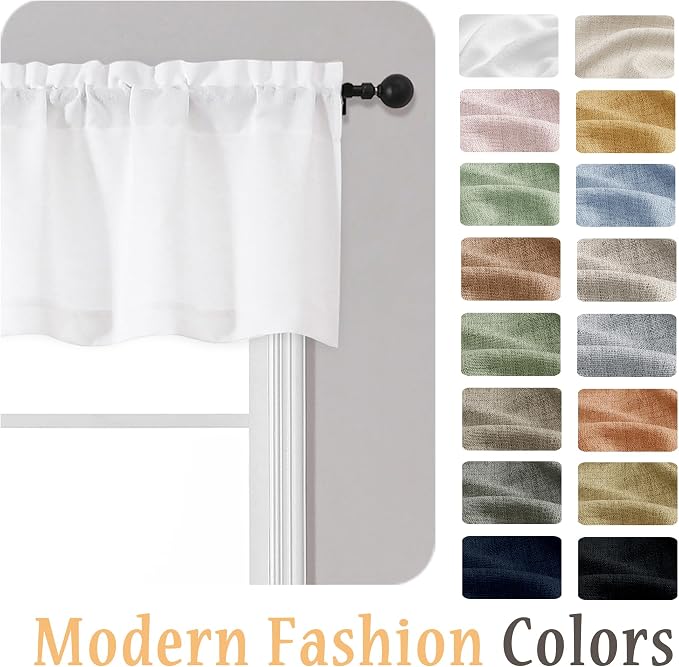 OWENIE White Valances for Windows 1 Pcs, Light Filtering Textured Farmhouse - Image 8