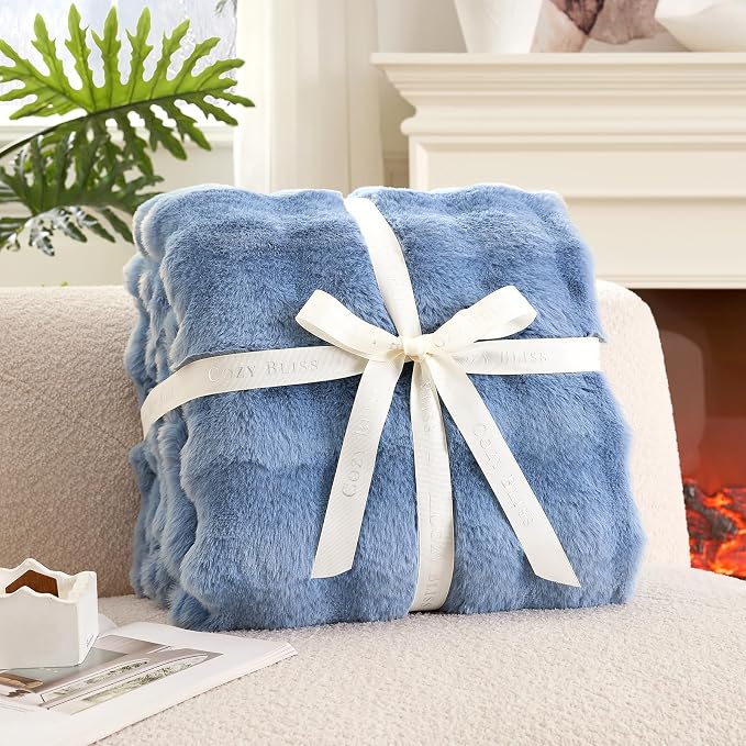 Cozy Bliss Faux Fur Bubble Throw - Image 4
