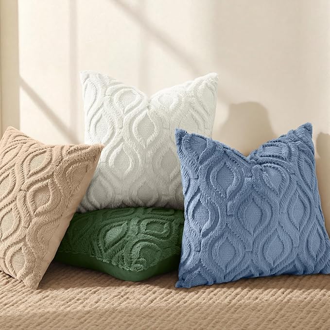 decorUhome Throw Pillow Covers 20x20 Inch Set of 2, Soft Plush Faux Wool Light - Image 5