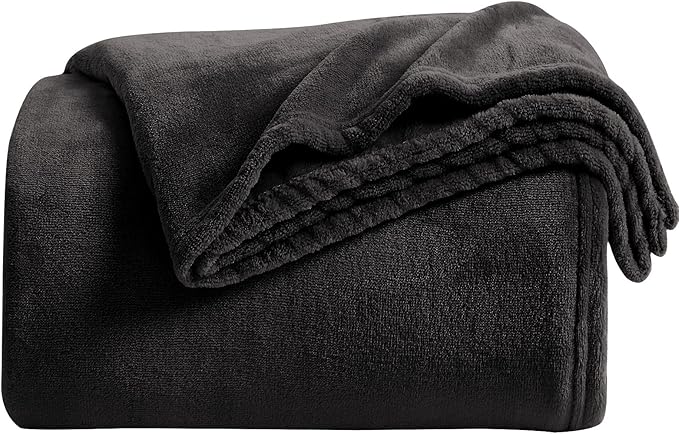 KMUSET Super Soft Throw Blanket Premium Silky Flannel Fleece Throw Size Black by COZYBLANKETHappyHomeLife