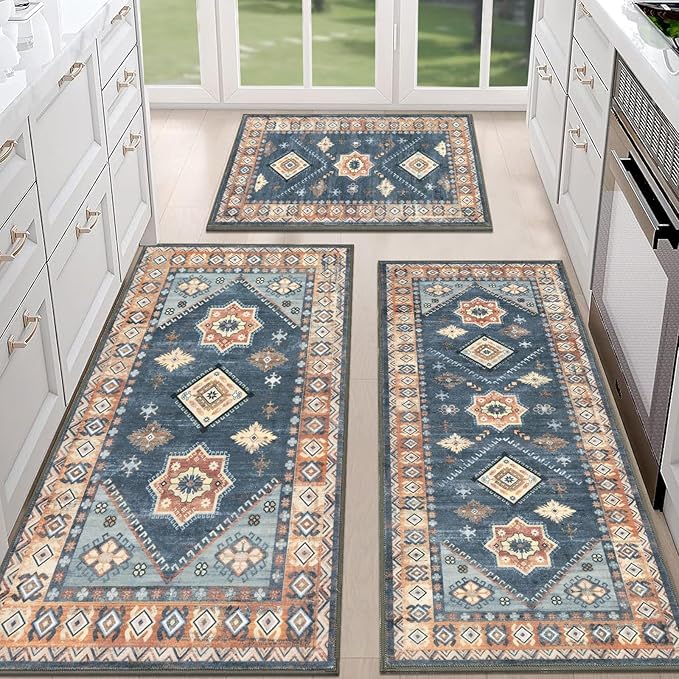 HEBE Boho Kitchen Rug Sets 3 Piece by HEBE