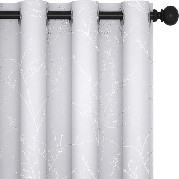 Deconovo Greyish White Curtains, Room Darkening Curtain, Thermal Insulated by Deconovo