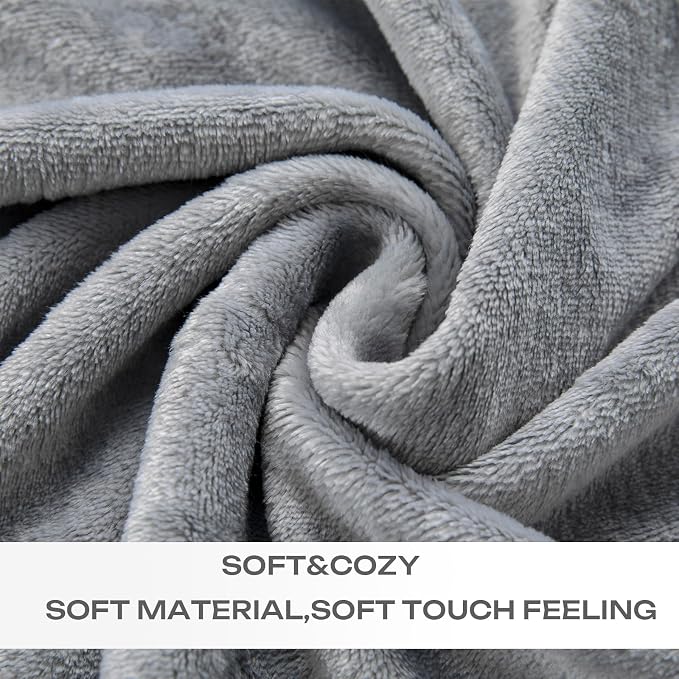 JIAHANNHA Grey Throw Blankets, Fleece Blanket Throw Size 50"×60", Super Soft - Image 5