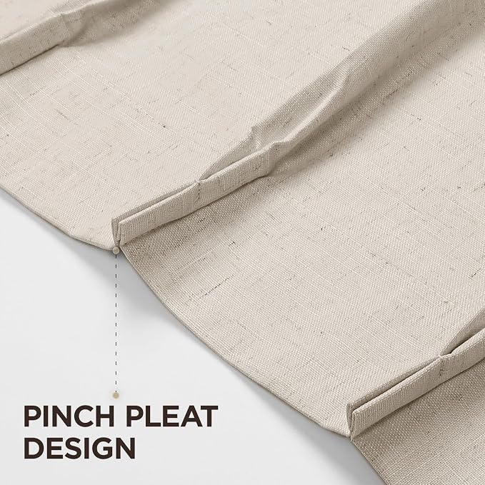 Joydeco 100% Blackout Pleated Curtains, Linen Window Curtains 2 Panel Sets 108 - Image 5