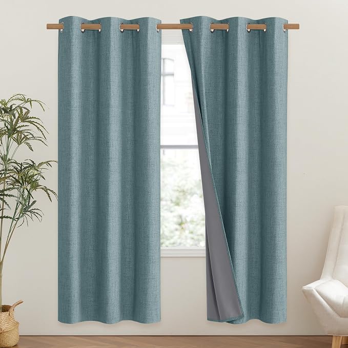 NICETOWN 100% Absolutely Blackout Linen Curtains - Image 2