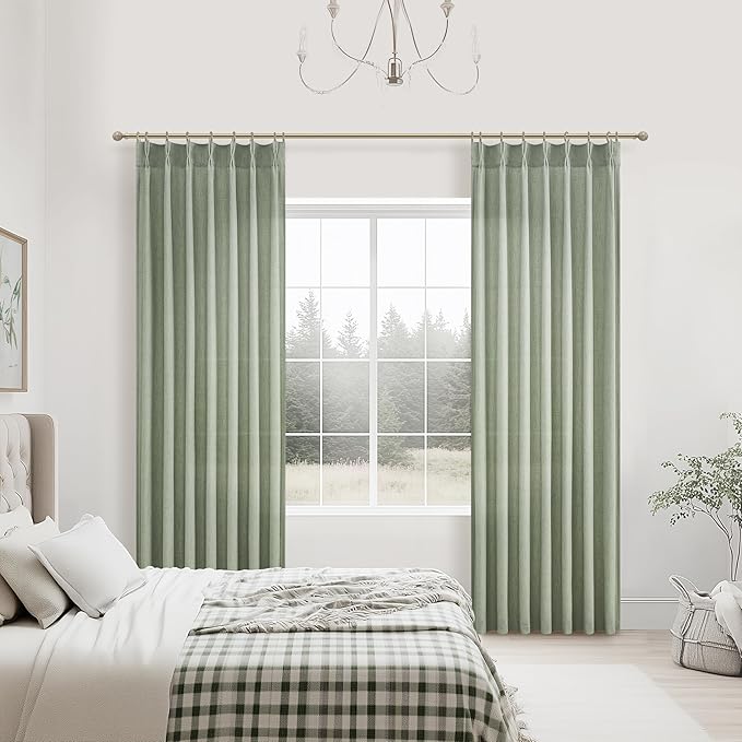 PleatedDrapes Sage Green Farmhouse Curtains - Image 6