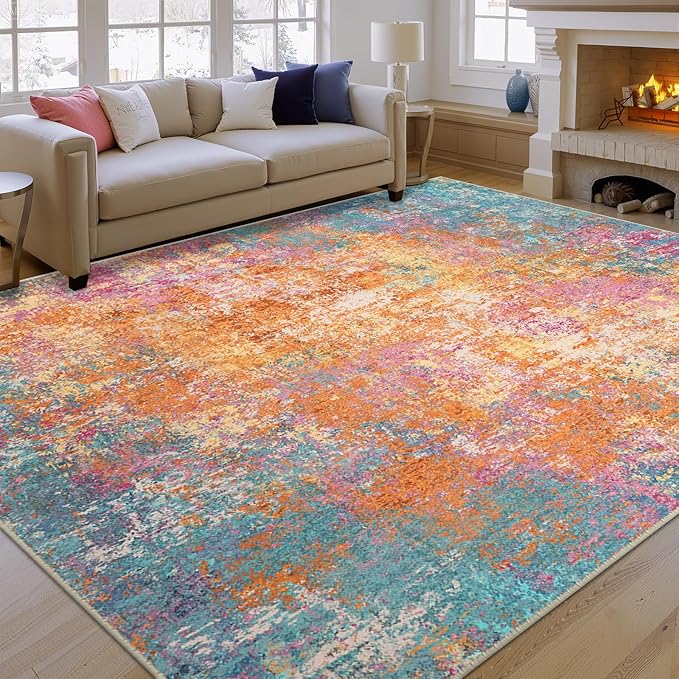 Washable Area Rugs 8'x10' Non-Slip Modern Abstract Soft - Image 8