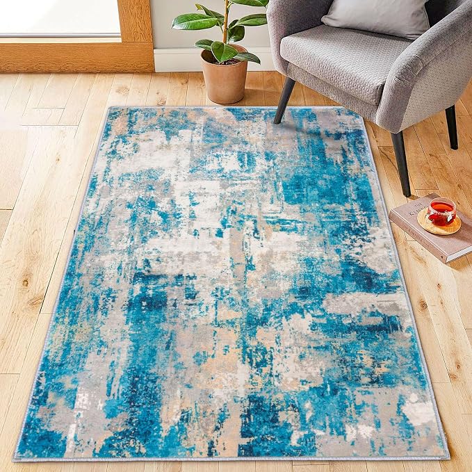 KOZYFLY Modern Abstract 3x5 Area Rug Washable Bedroom Rug Throw Entry Mat by KOZYFLY