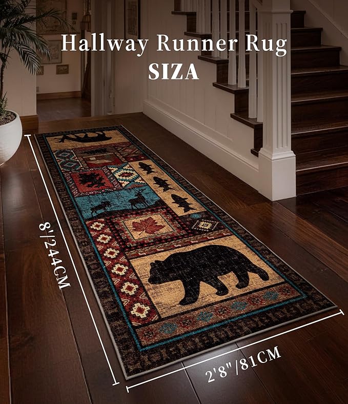 Rustic Cabin Hallway Runner Rug 2'8"x8' - Image 2