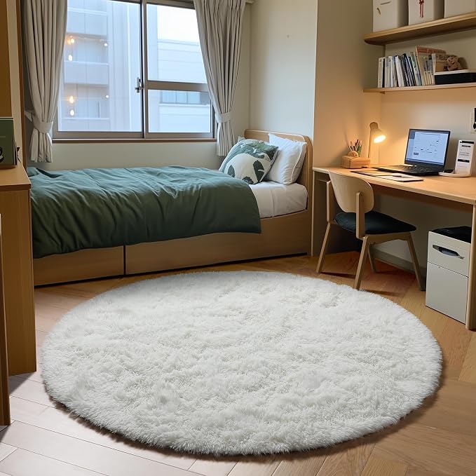 ONASAR Cream White Round Rugs 5ft - Image 4