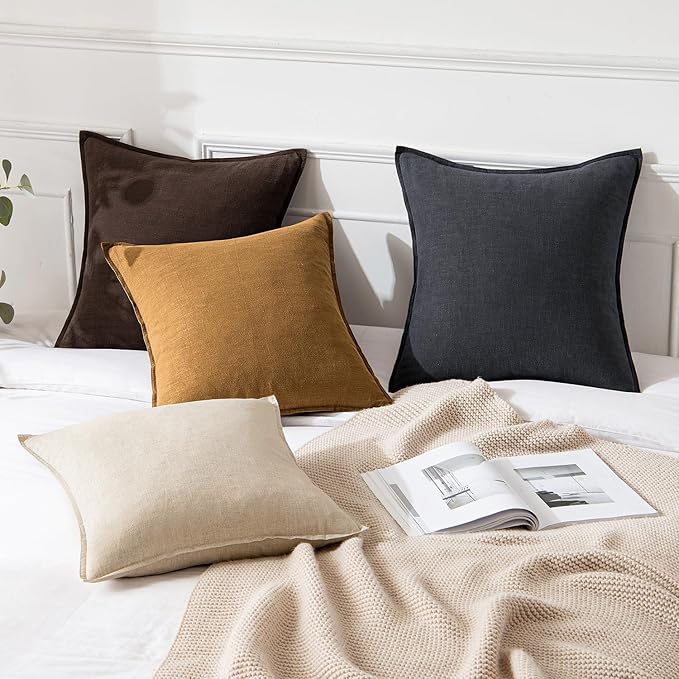 MIULEE Decorative Linen Pillow Covers 20x20 Inch Hazel ​Boho Farmhouse​ - Image 5