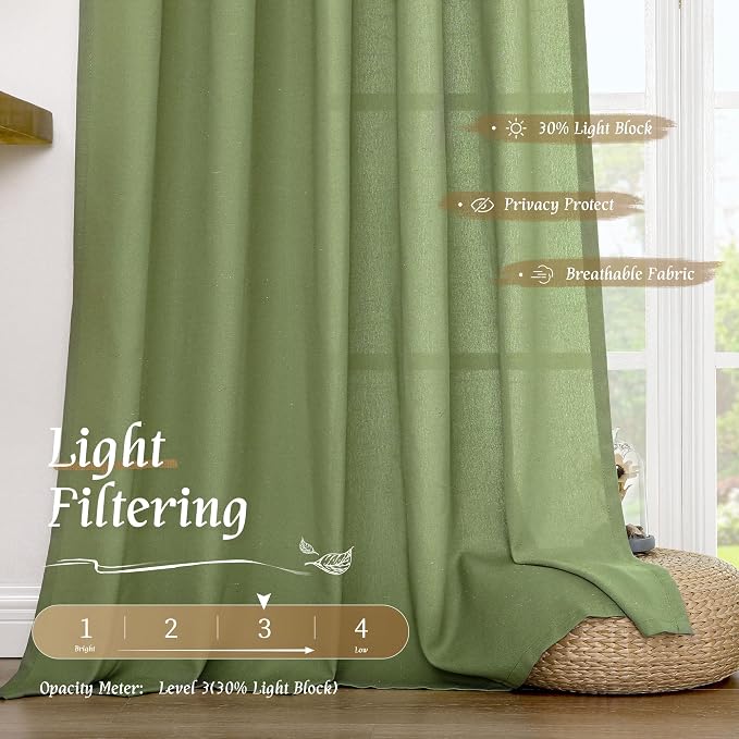 LAMIT Faux Linen Curtains 63 inches Long - Image 4