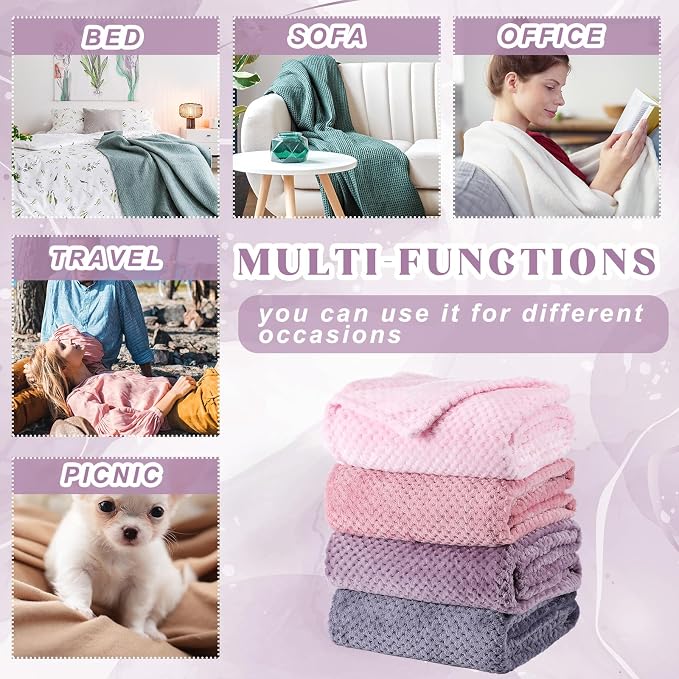 Newwiee 4 Pcs Flanne Fleece Throw Blanket - Image 6