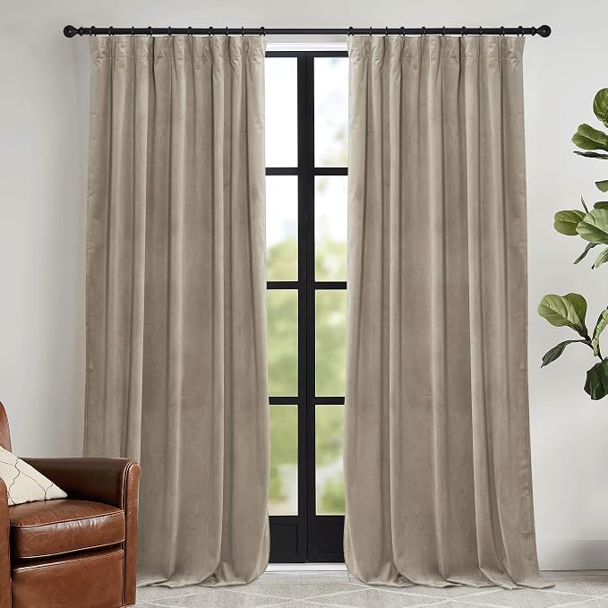 RYB HOME Camel Beige Velvet Curtains by RYBHOME