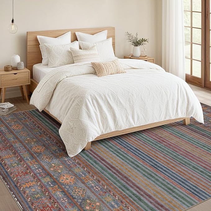 Nakagishi 8X10 Area Rugs Living Room: Washable Large Vintage Rug Neutral - Image 5