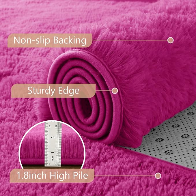 8x10 Extra Large Hot Pink Fluffy Soft Area Rug Non-Slip - Image 6