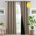NICETOWN 100% Blackout Tan Curtains 96 inch Long, Grommet Thermal Insulated by NICETOWN