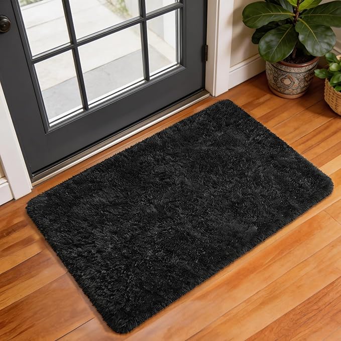 Ophanie Small Black Entryway Throw Rugs by Ophanie