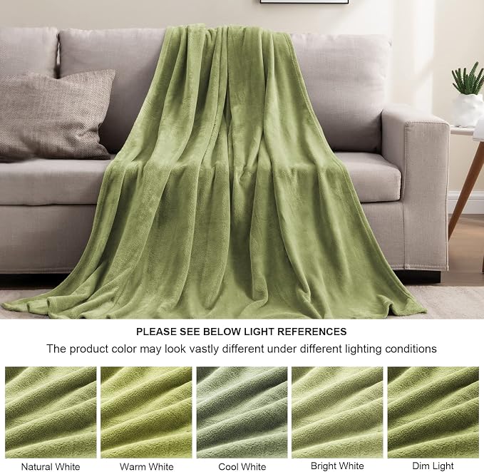 BEDELITE Fleece Blanket Sage Green Throw Blanket - Image 3