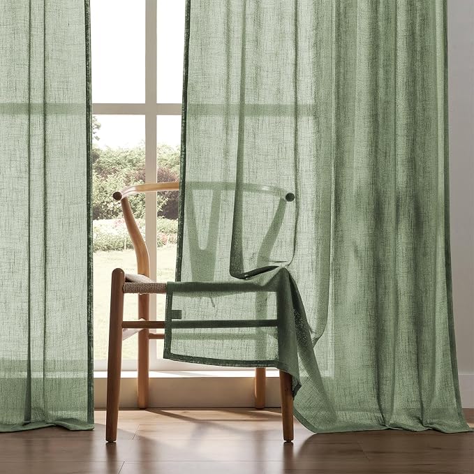 Joydeco Linen Curtains 90 Inch Length 2 Panel Sets, Light Filtering Curtains - Image 5