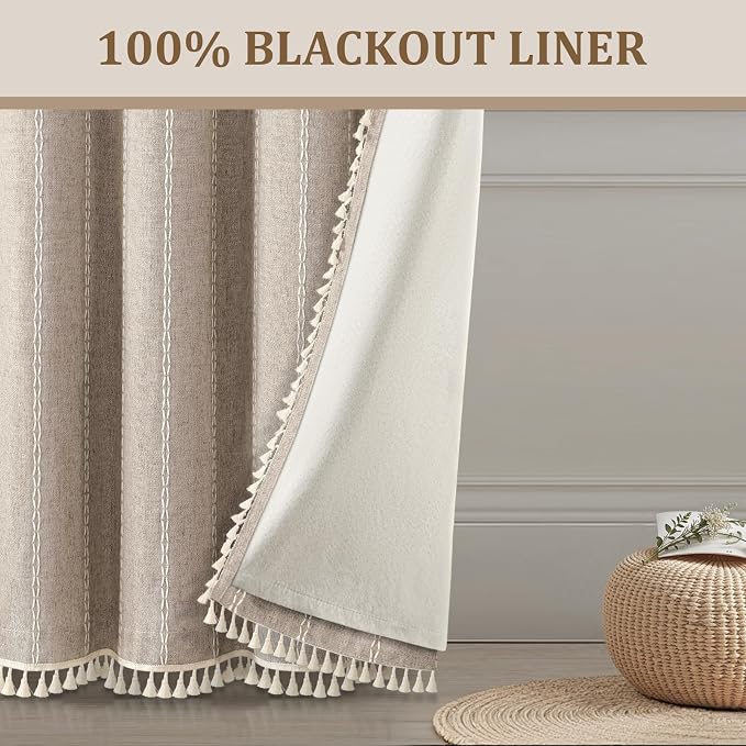 Brown Boho Blackout Curtains 2 Panels 84 Inch - Image 7
