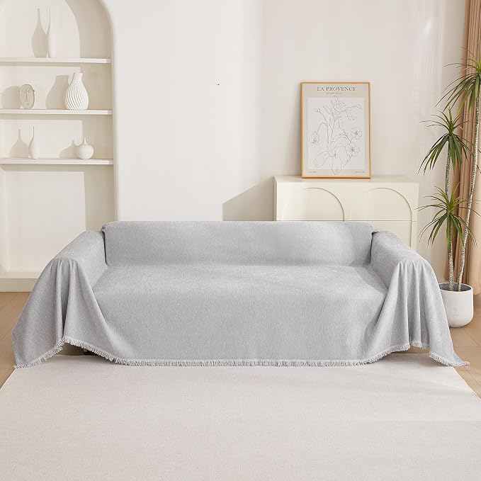MYSKY HOME Light Gery Chenille Sofa Cover - Image 8