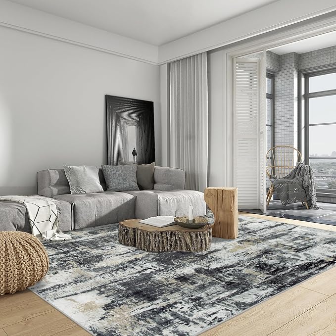 9x12 Area Rugs Washable Rug: Modern Abstract Living Room Rug Soft Anti-Skid - Image 4