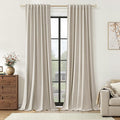 100% Blackout Linen Curtains for Bedroom 96 inches Long, Thermal Insulated Room by Guken