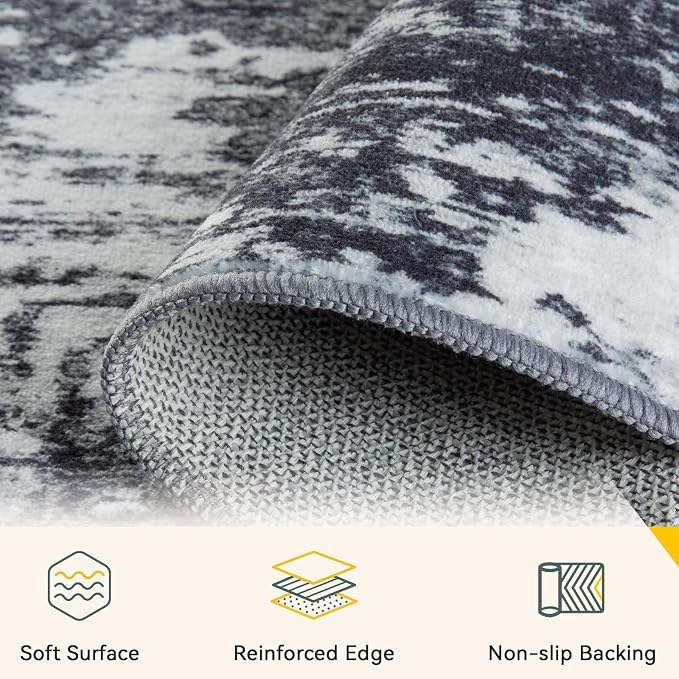 Washable Area Rugs 2'x6' Non-Slip Modern Abstract Soft - Image 5