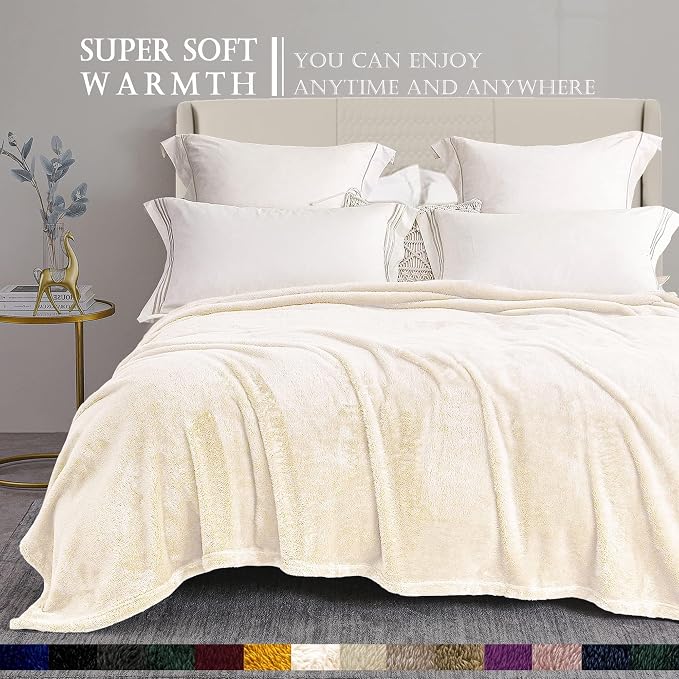 Exclusivo Mezcla Plush Fuzzy Fleece Bed Blanket Queen Size, Super Soft - Image 4