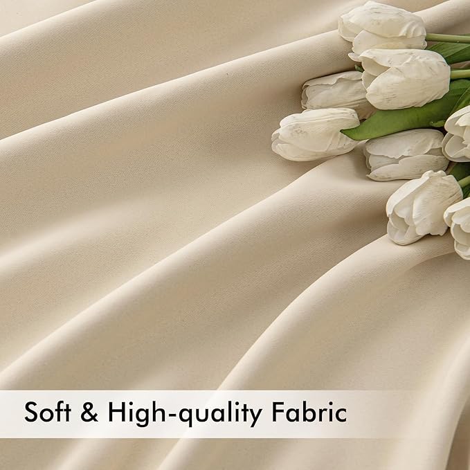 MIULEE Cream Beige Back Tab Light Blocking Curtains 78 Inch Length 2 Panels Set - Image 6