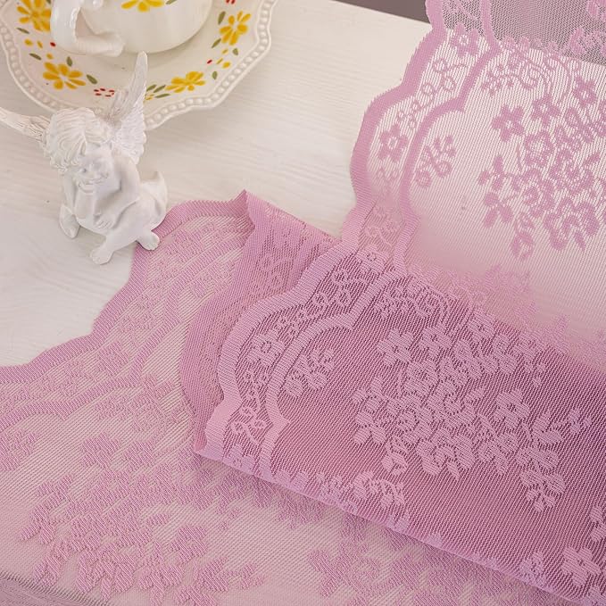 YJ YANJUN Vintage Lace Curtains 72 Inches Long-Victorian Floral Pattern Lalic - Image 6
