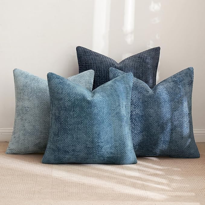 MIULEE Pack of 4 Couch Throw Pillow Covers 26x26 Inch Neutral Blue Soft - Image 2