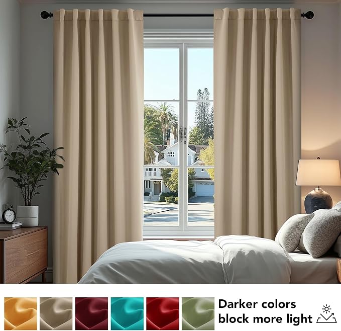 Deconovo Blackout Curtains, Thermal Insulated, W42 x L54 2 Panels, Back Tab - Image 4