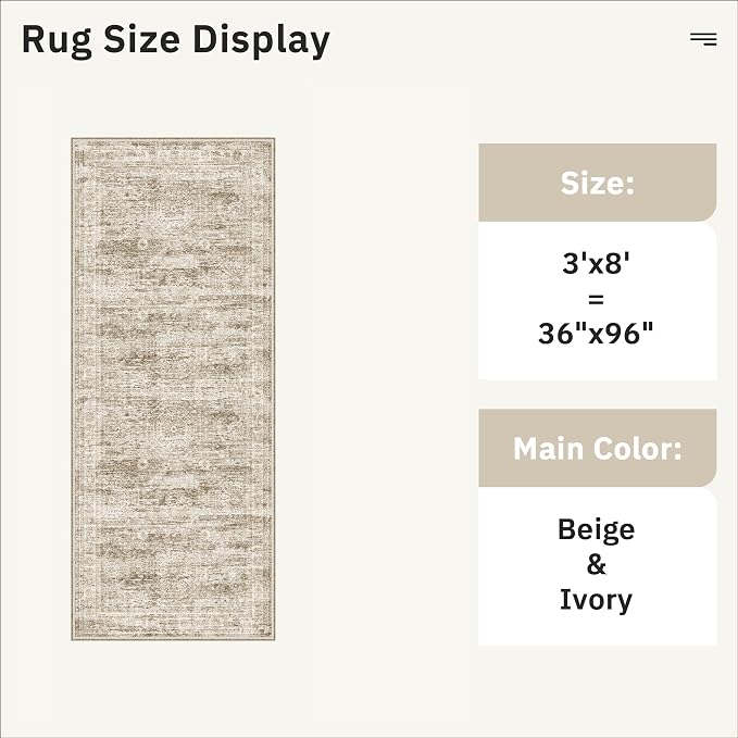 Runner Rug 3x8 Washable Non-Slip Hallway Runner Rugs - Image 5