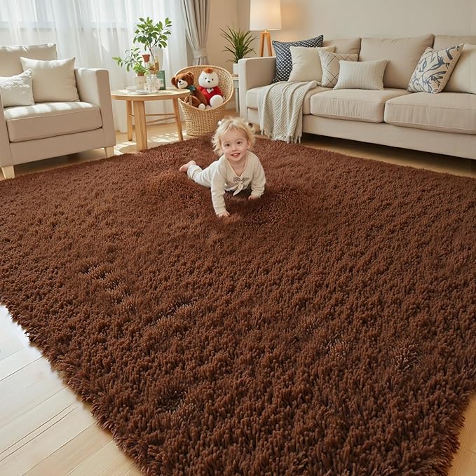 Rugs for Living Room 5x8, Alfombras para Salas Shag Large Plush Soft Area Rug by Junhejiamei