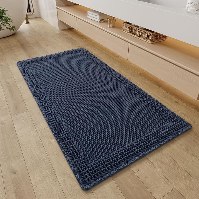 RESARE Waffle Bathroom Runner Rugs, Super Absorbent Bath Mat Non Slip Washable by Resare