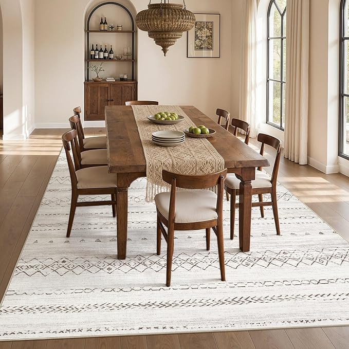 cotiled Boho 10x14 Area Rug for Living Room: Large Moroccan Washable Rug | - Image 7