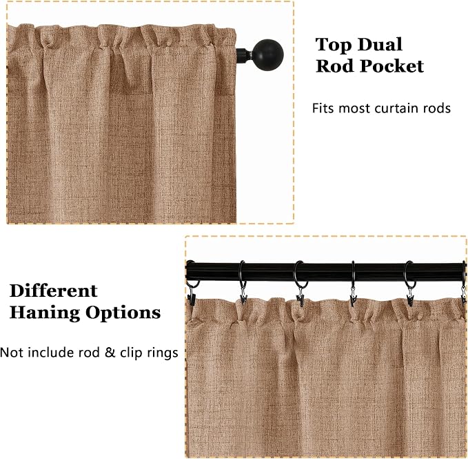 OWENIE Terracotta Valances for Windows 1 Pcs, Light Filtering Textured - Image 4