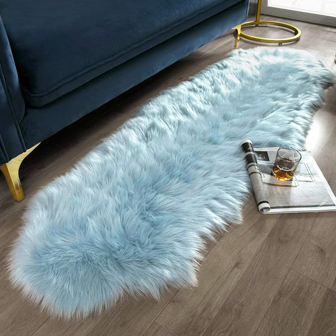 Ashler Faux Fur, Fluffy Shaggy Area Rug Ultra Soft 2 x 6 Feet Sheepskin Fur Rug by AshlerHomeDeco