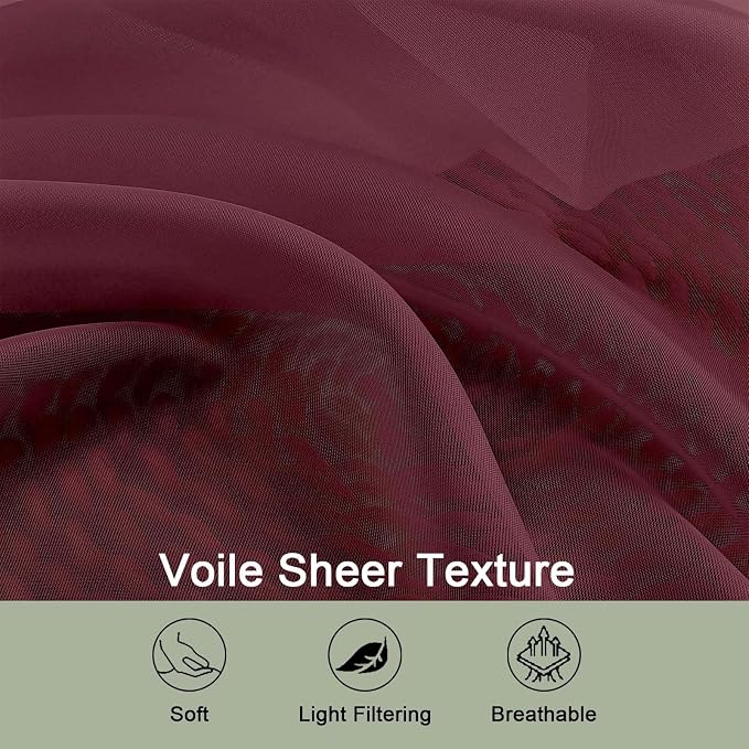 OWENIE Sheer Curtains 2 Panels Set - Image 3