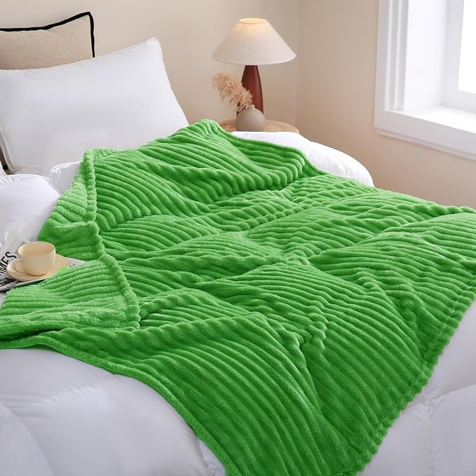 Bright Green Fleece Throw Blanket 50”×60” - Image 3