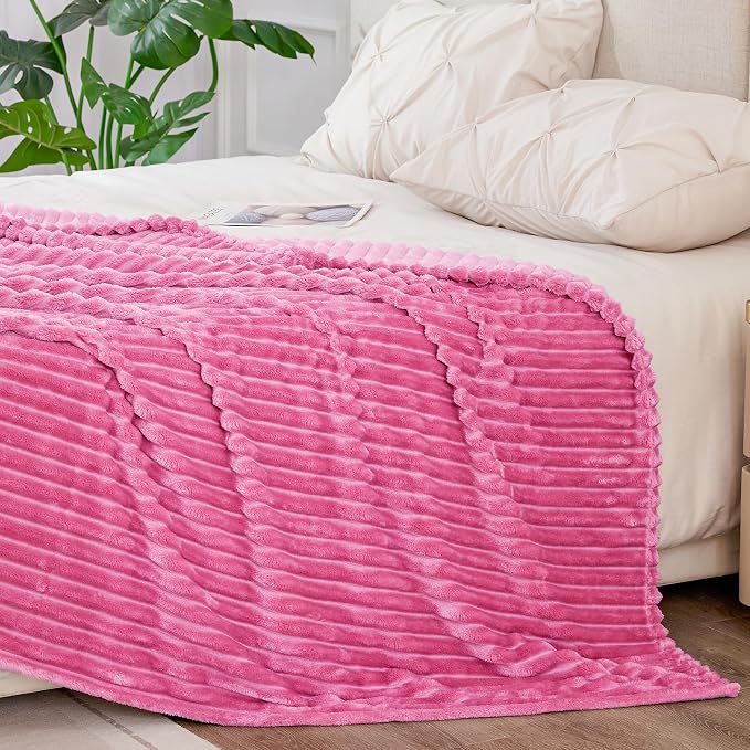 BEDELITE Fleece Blanket Queen Size – 3D Ribbed Jacquard Soft and Warm - Image 5