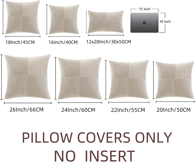 Fancy Homi 2 Packs Neutral Taupe Big Decorative Throw Pillow Covers 24x24 Inch - Image 7