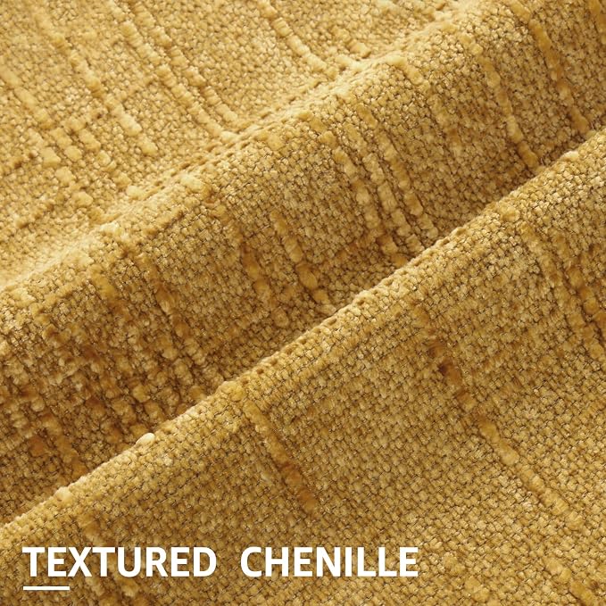 decorUhome Summer Mustard Yellow Chenille Throw Pillow Covers 16x16 Set of 2 - Image 2