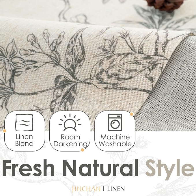 jinchan Floral Curtain Valance for Windows 16 Inch Linen Valance for Kitchen - Image 6