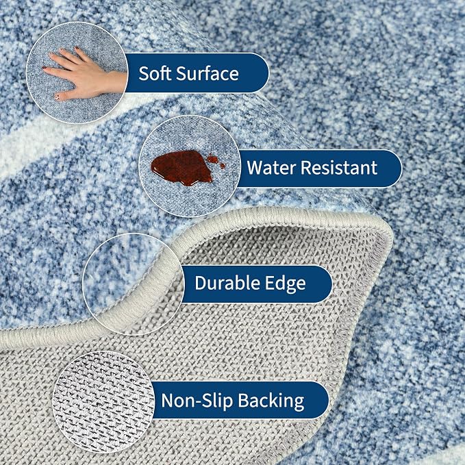 GarveeHome Scalloped Washable Rug 4x6, Non-Slip Entryway Rug, Bordered - Image 4