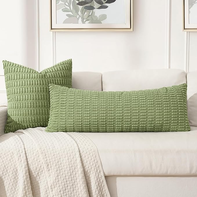MIULEE Pack of 1 Spring Sage Green Long Body Lumbar Decorative Throw Pillow - Image 3