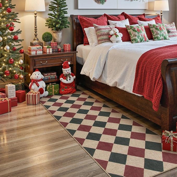 Lahome Christmas Runner Rug, 2x8 Checkered Christmas Decor Non Slip Entryway - Image 7