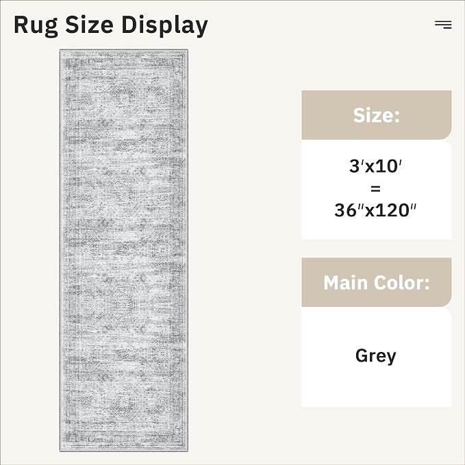 Runner Rug 3x10 Washable Non-Slip Hallway Runner Rugs - Image 5